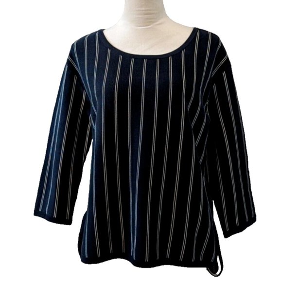 rag & bone Tops - RAG & BONE black white striped knit top 3/4 Sleeve blouse